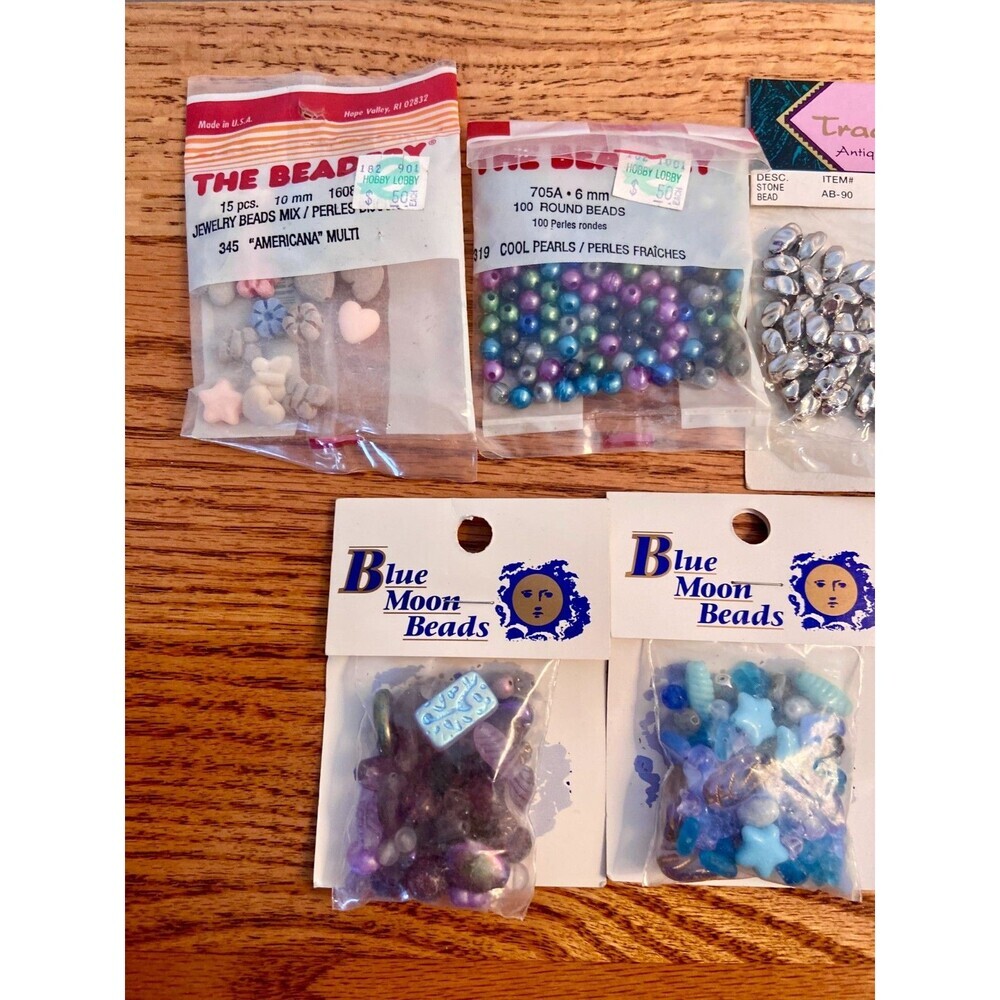 VTG LOT Sea Glass Beads NEW Blue Moon Bead Czech Rep Elizabeth Ward Fairy Beadey - Picture 3 of 10